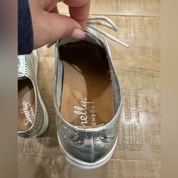 Shellys London STELLA  metallic silver Oxford platform shoes sneakers lace up - Picture 14 of 14